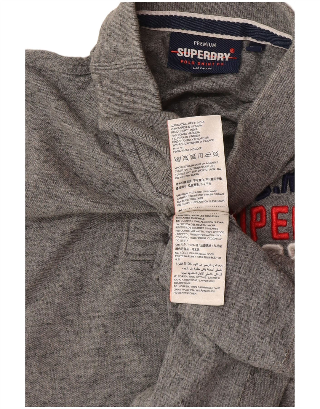 Superdry Polo gráfico de algodón moteado en gris medio para hombre