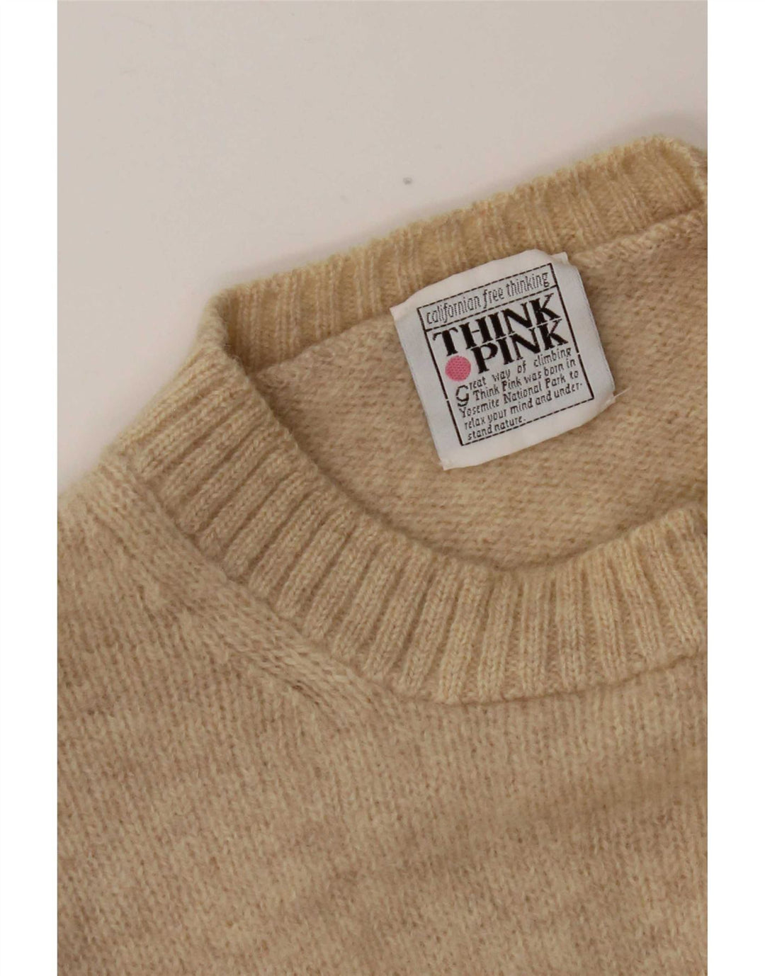 Think Pink - Jersey de cuello redondo para hombre, talla grande, color beige