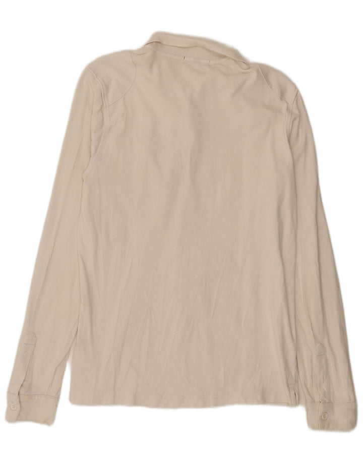 Lyle & Scott Polo regular de manga larga para hombre de algodón blanco roto medio