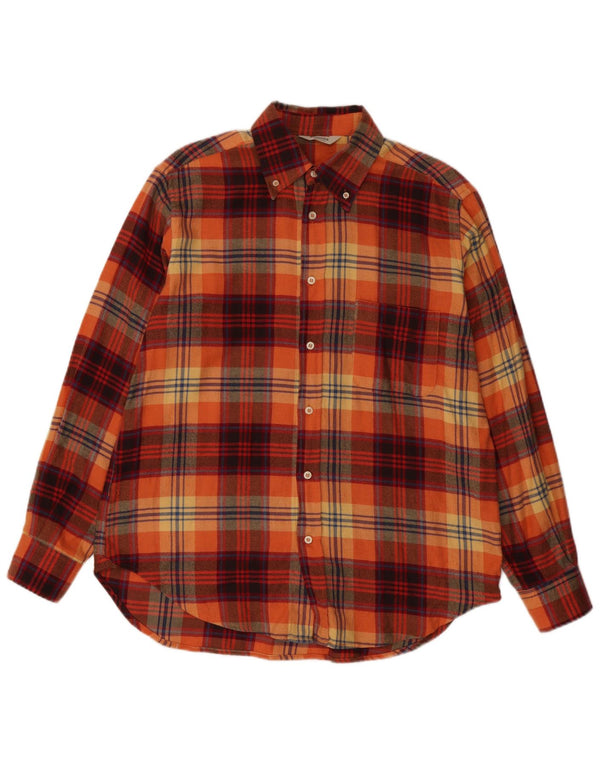 Dolomiten Camisa de franela para hombre Talla 41 Algodón a cuadros naranja grande