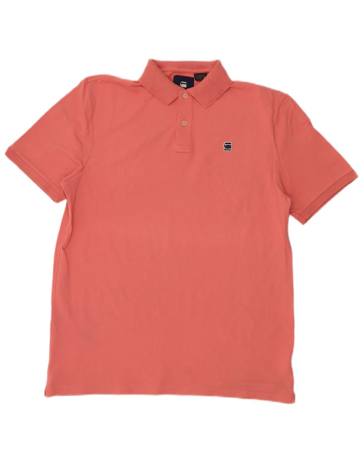 G-STAR Polo para hombre de algodón rosa grande