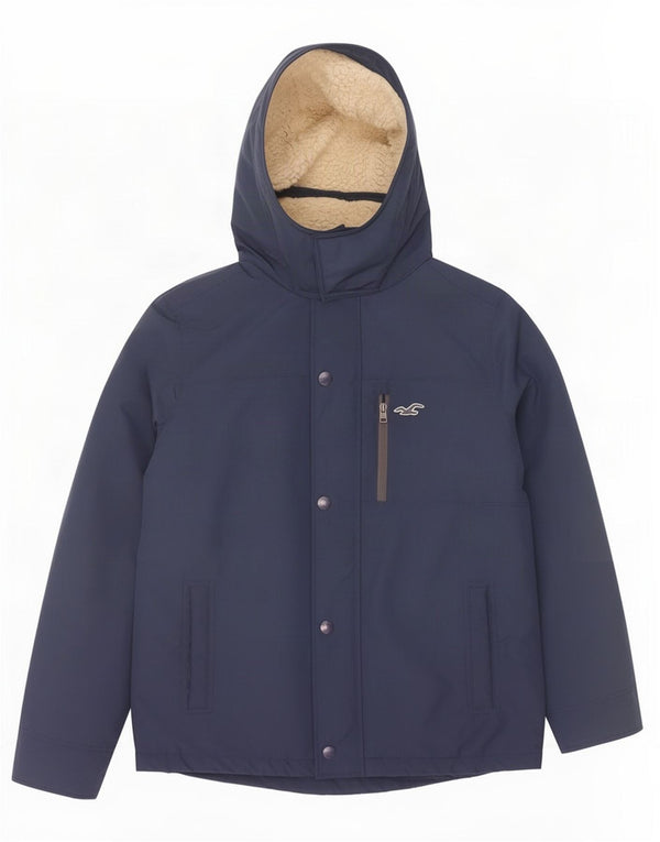 Hollister Chaqueta Sherpa con capucha para hombre Reino Unido 40 Grande Poliéster azul marino