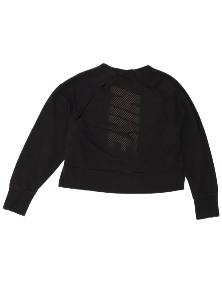 NIKE Womens Dri Fit Oversized Graphic Sweatshirt Jumper UK 10 Small Black