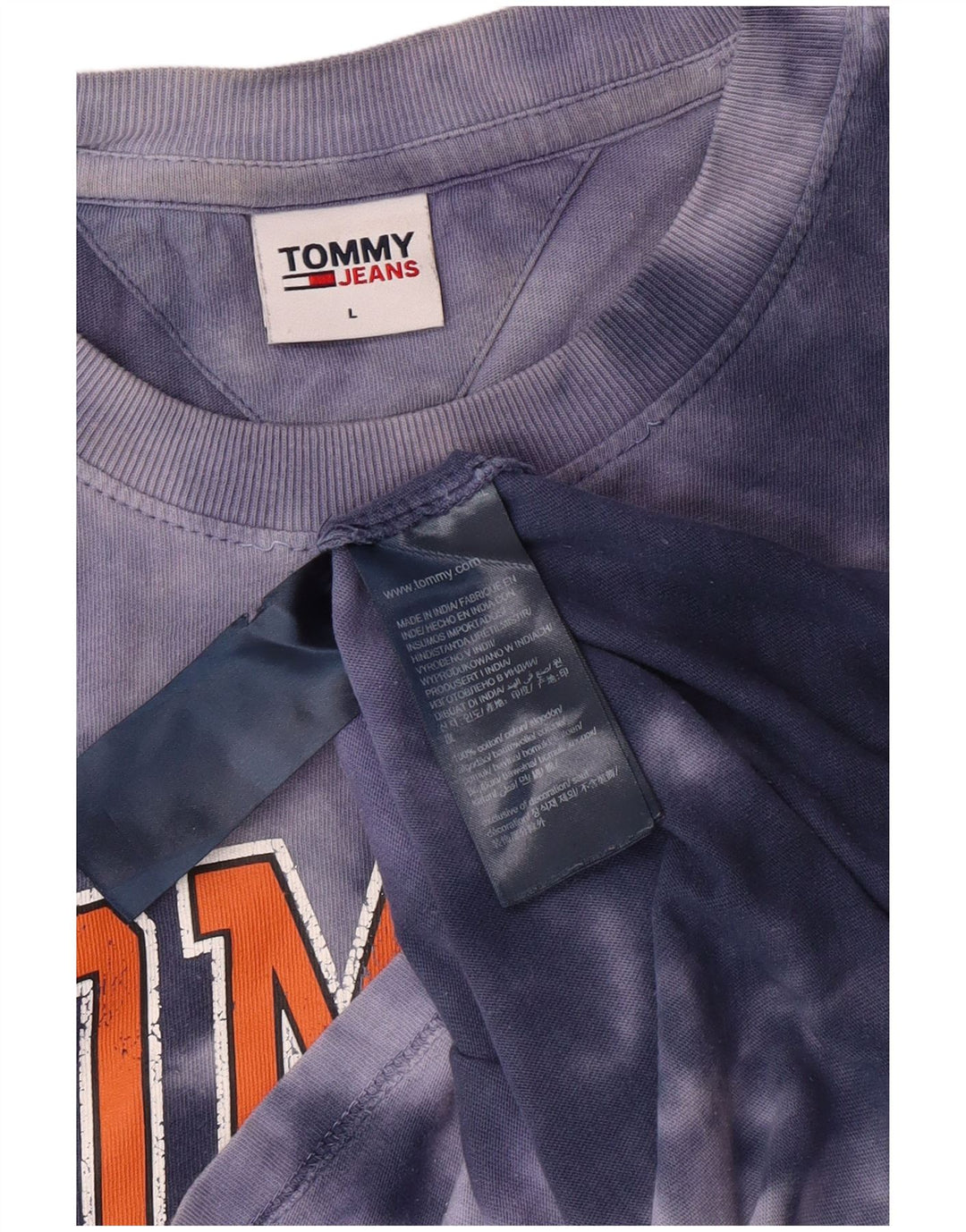 TOMMY HILFIGER Camiseta gráfica para hombre Top grande de algodón teñido anudado azul