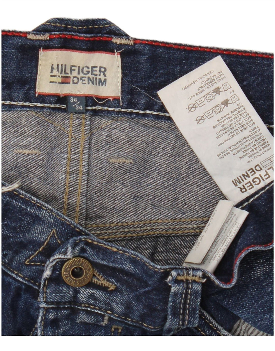 TOMMY HILFIGER Vaqueros Bootcut para hombre W34 L34 Algodón azul marino