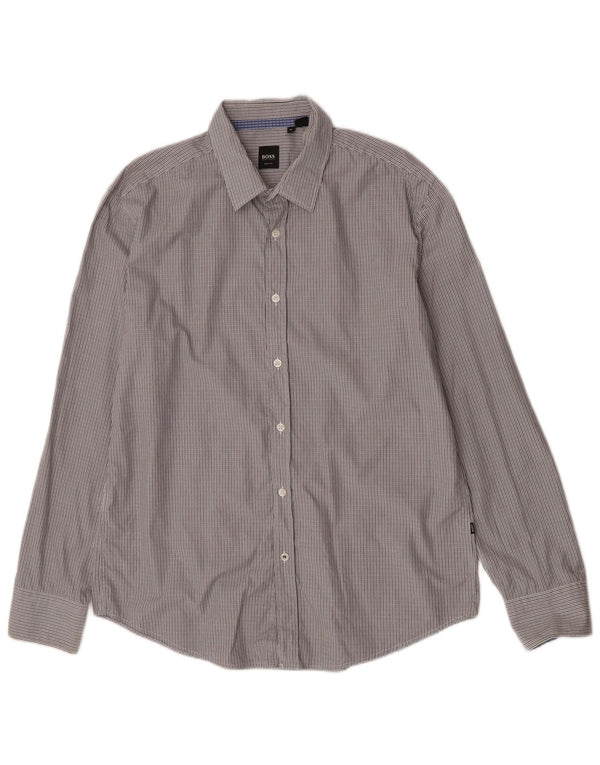 Camisa Hugo Boss Hombre Slim Fit XL Algodón Rayas Gris