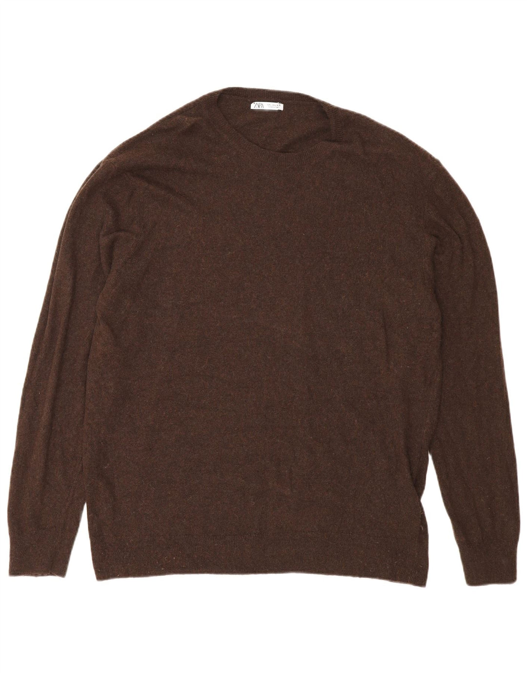 Zara Hombre Jersey Cuello Redondo Jersey Large Viscosa Marrón