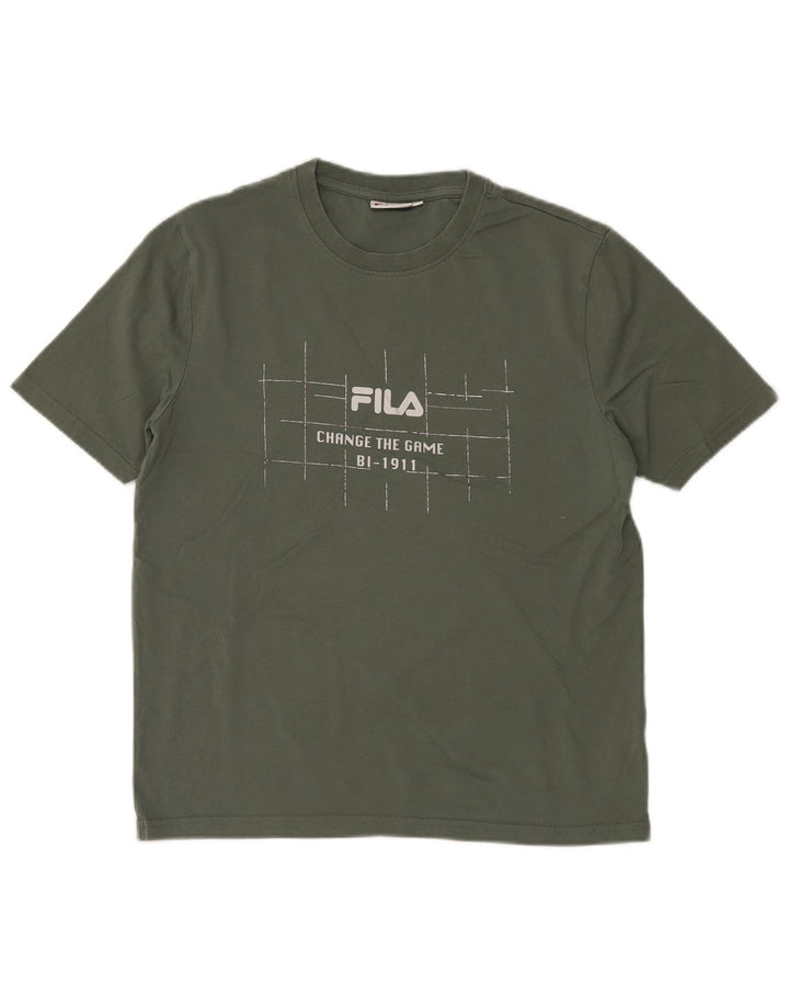 FILA Camiseta gráfica para hombre Top Small Khaki Cotton