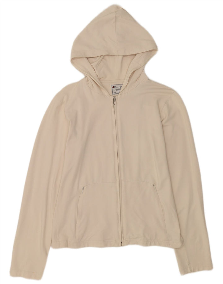 Champion Sudadera con capucha y cremallera para mujer Reino Unido 40 Grande Poliamida blanca