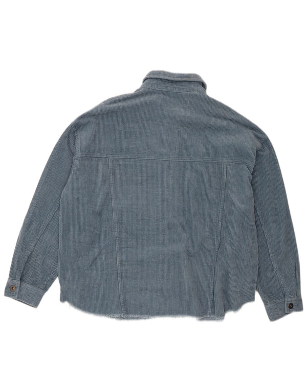 Zara Mujer Camisa De Pana Extragrande UK 44 Algodón Azul Medio
