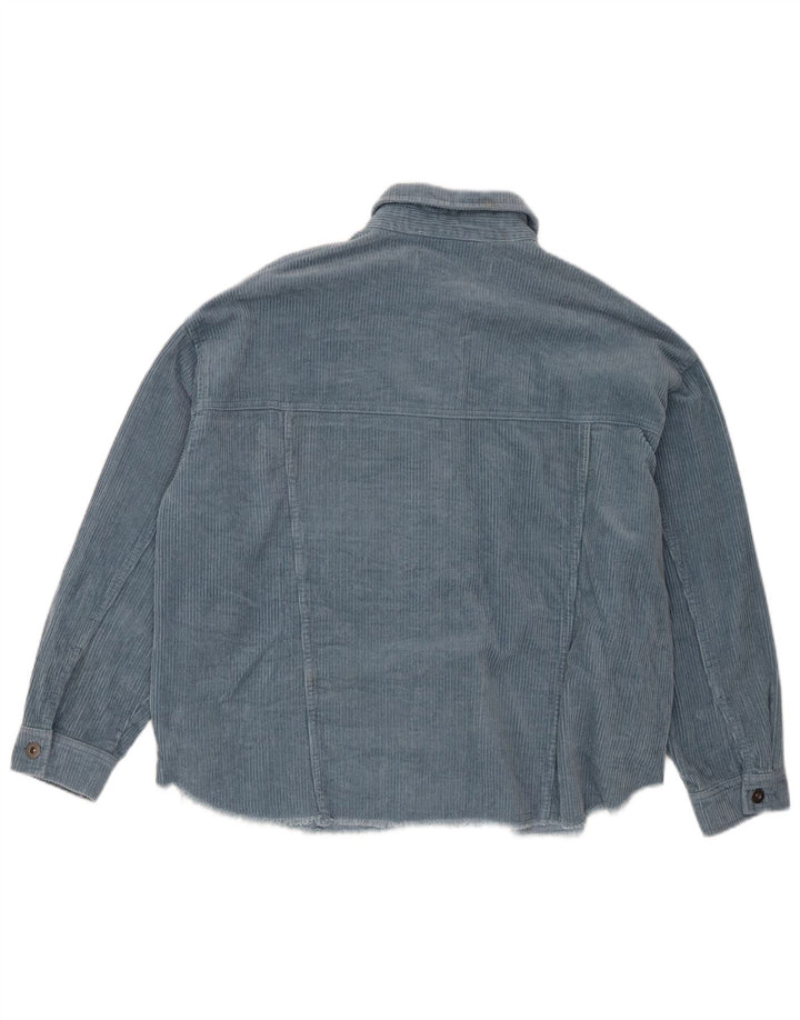 Zara Mujer Camisa De Pana Extragrande UK 44 Algodón Azul Medio