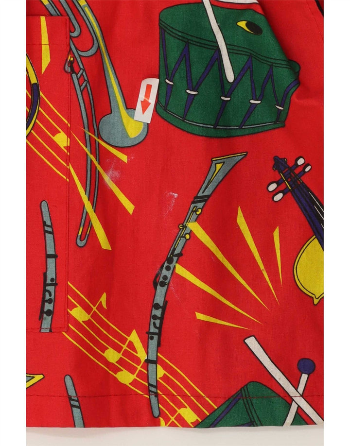 Vintage mujer patrón abstracto abrigo de doble pecho EU 50 3XL algodón rojo