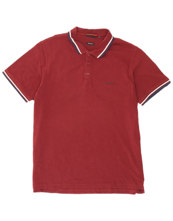 Pierre Cardin Polo de corte regular para hombre, talla 3XL, algodón a rayas burdeos