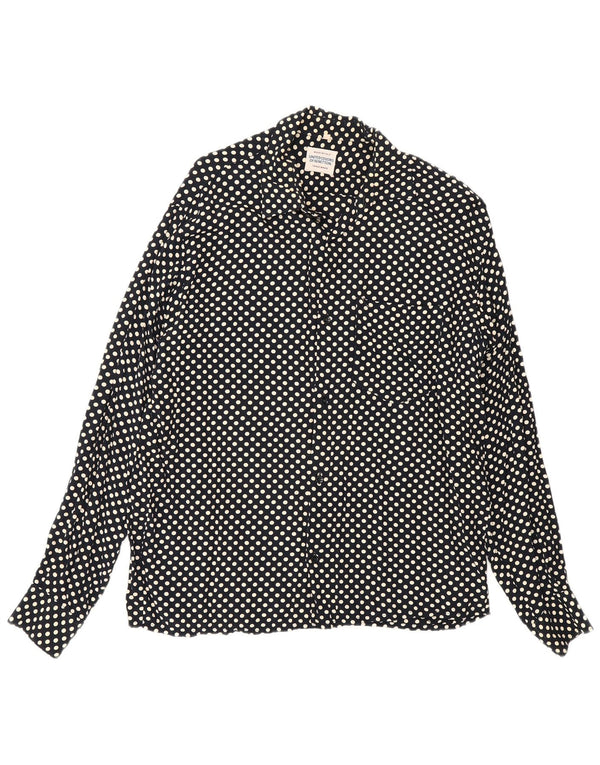 Benetton Mens Shirt Small Navy Blue Polka Dot
