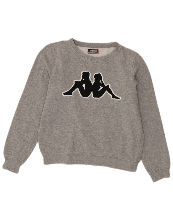 Kappa Mujer Gráfico Sudadera De Gran Tamaño Jersey Reino Unido 10 Pequeño Algodón Gris
