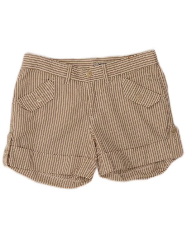 Pantalones cortos casuales para mujer Jeckerson W27 Algodón a rayas beige pequeño