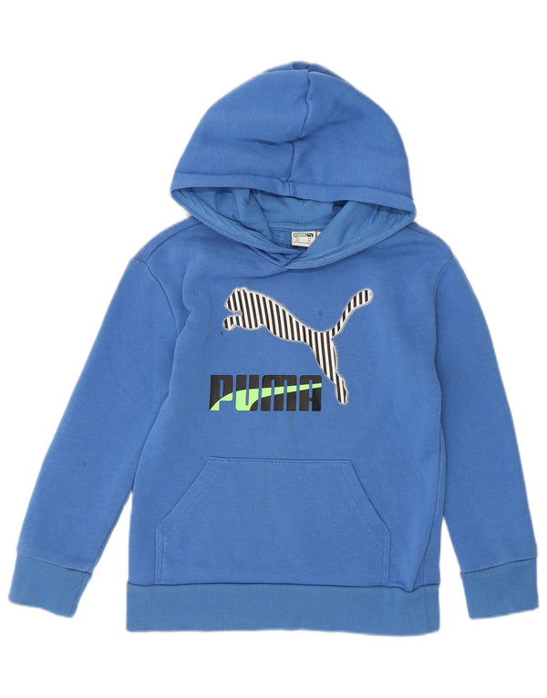 Puma Sudadera con capucha gráfica para niños 5-6 años XS Algodón azul