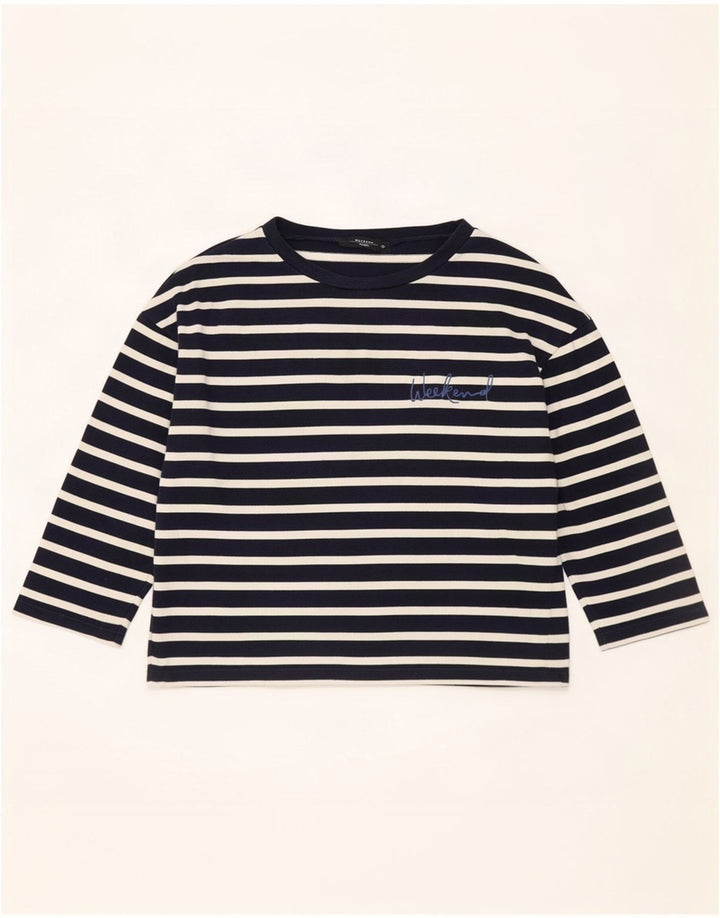 Max Mara Top de fin de semana para mujer, manga 3/4, Reino Unido 44, mediano, azul marino, náutico
