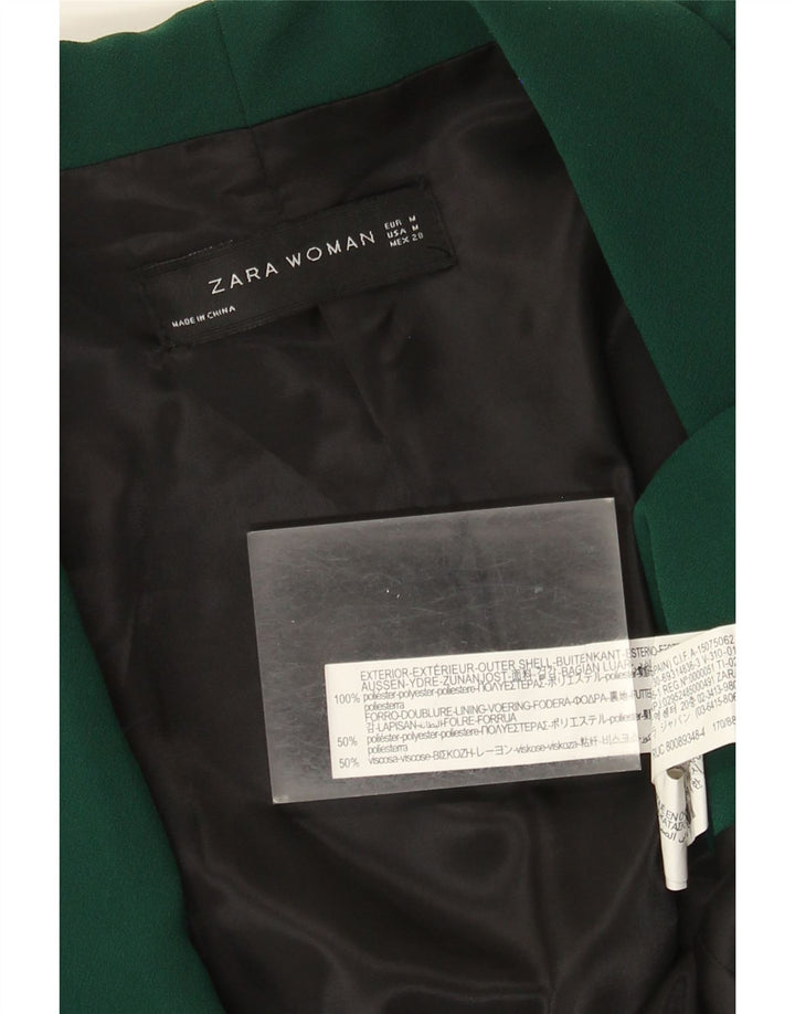 ZARA Mujer Chaqueta Blazer Abierta Manga 3/4 UK 44 Poliéster Verde Medio