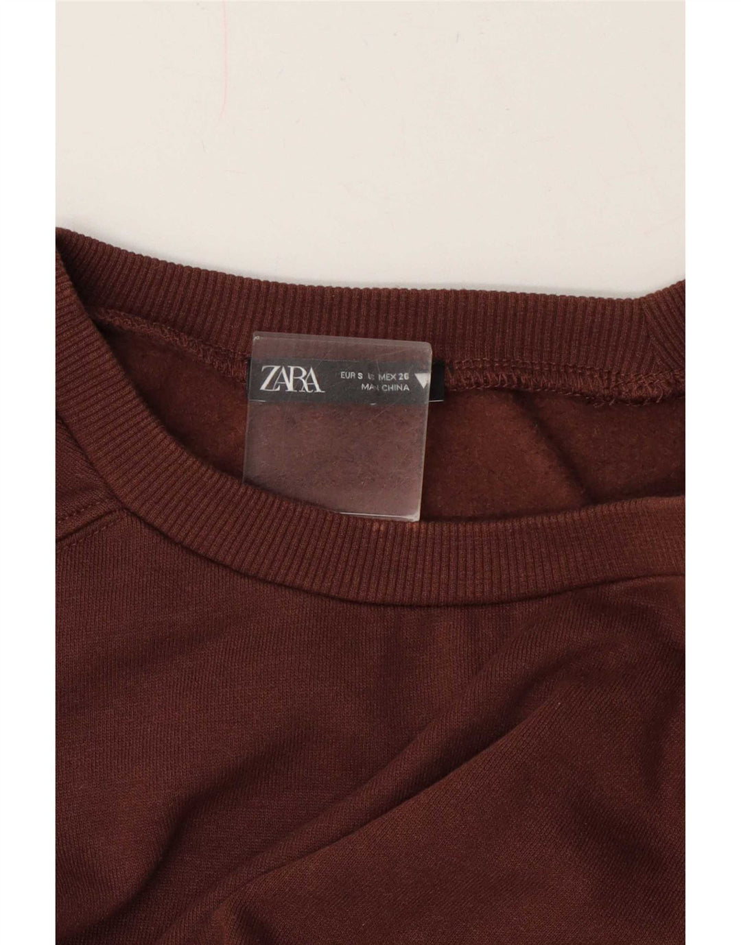 Zara Mujer Crop Sudadera Jumper UK 10 Small Marrón