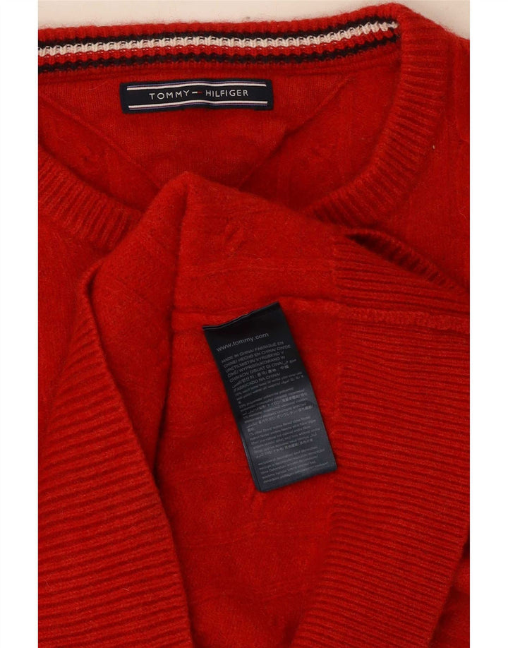 Tommy Hilfiger Suéter de cuello redondo para mujer UK 14 Medium Red Wool