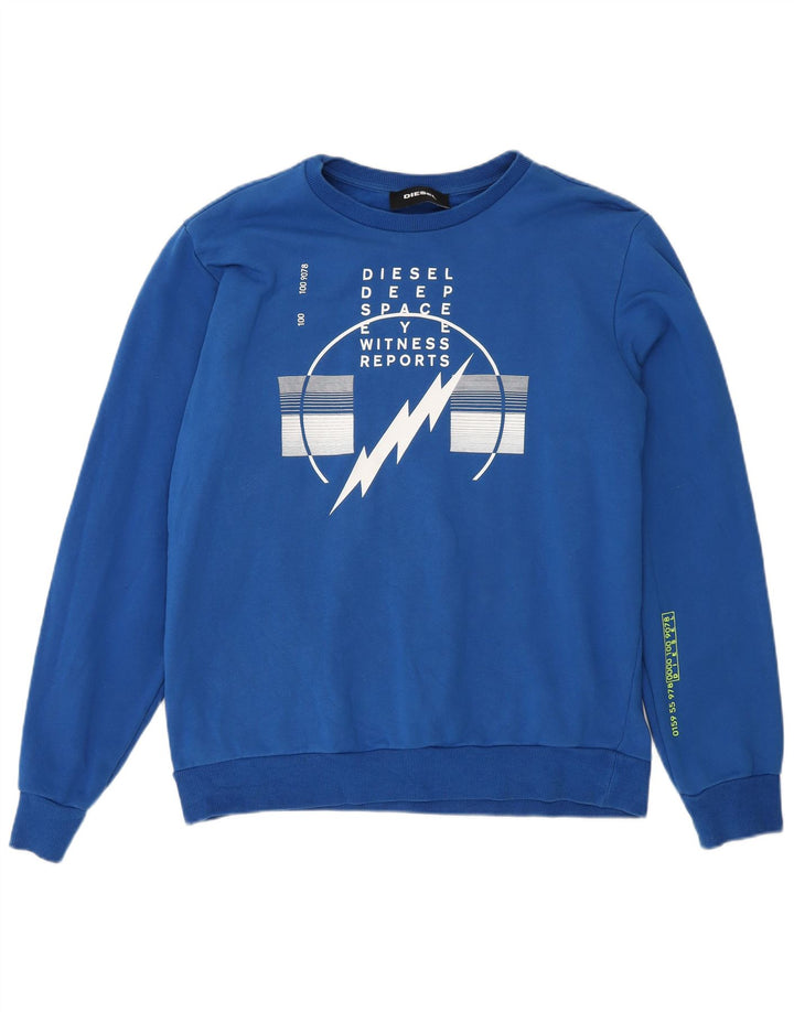 Diesel Hombre Sudadera Gráfica Jersey De Algodón Azul Grande