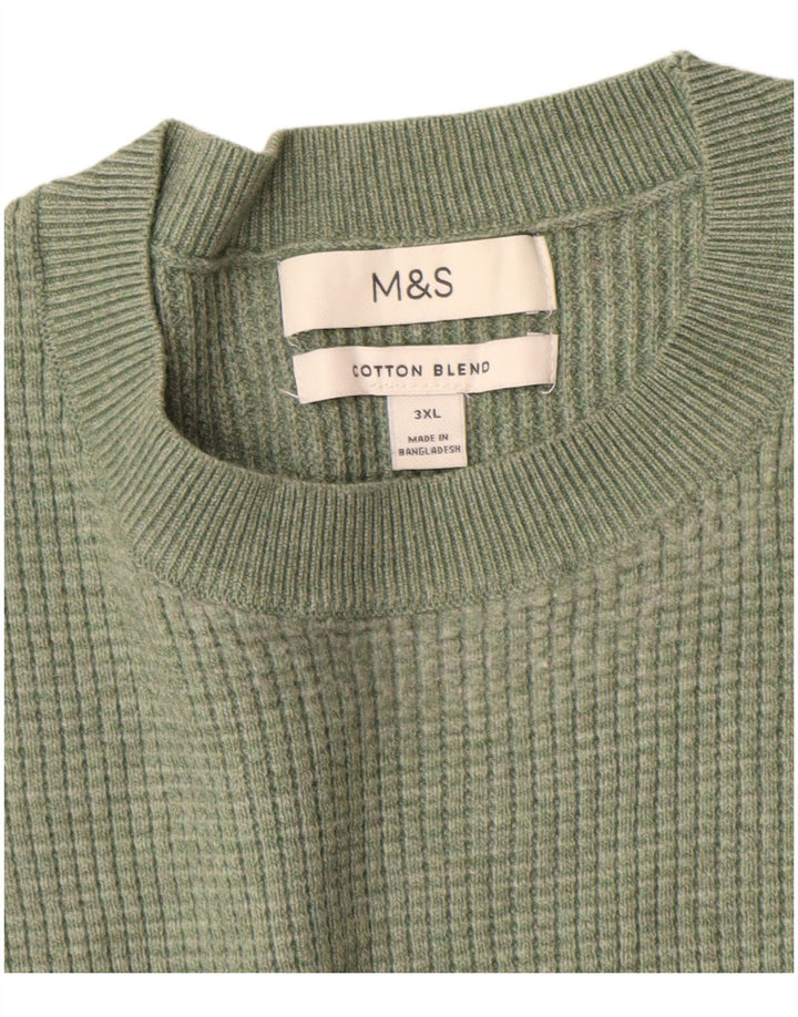 Marks & Spencer - Jersey de cuello redondo para hombre, talla 3XL, poliéster verde
