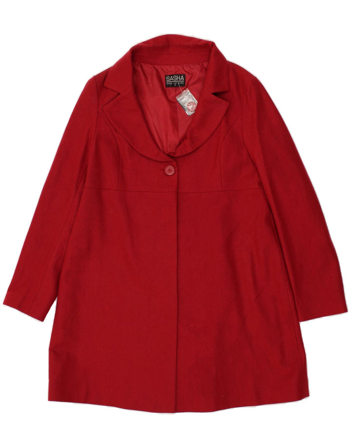 SASHA Womens Overcoat UK 14 Medium Red Wool Vintage Sasha and Second-Hand Sasha from Messina Hembry 