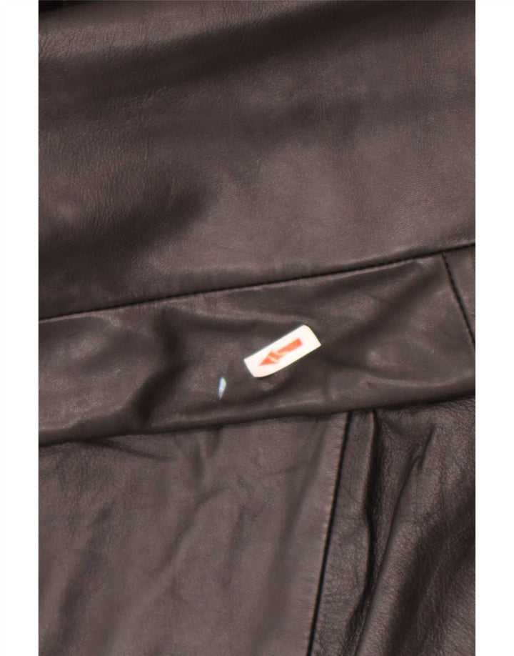 Chaqueta blazer de cuero vintage con 2 botones para mujer UK 24 4XL Negro