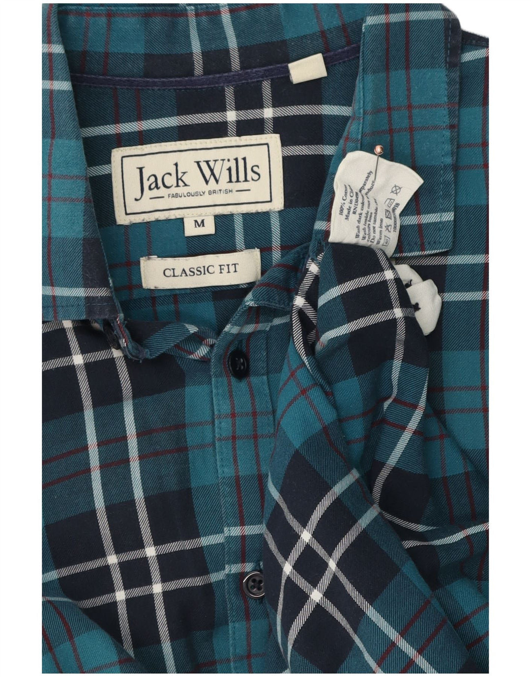 Jack Wills Camisa de franela de corte clásico de algodón a cuadros en azul medio para hombre