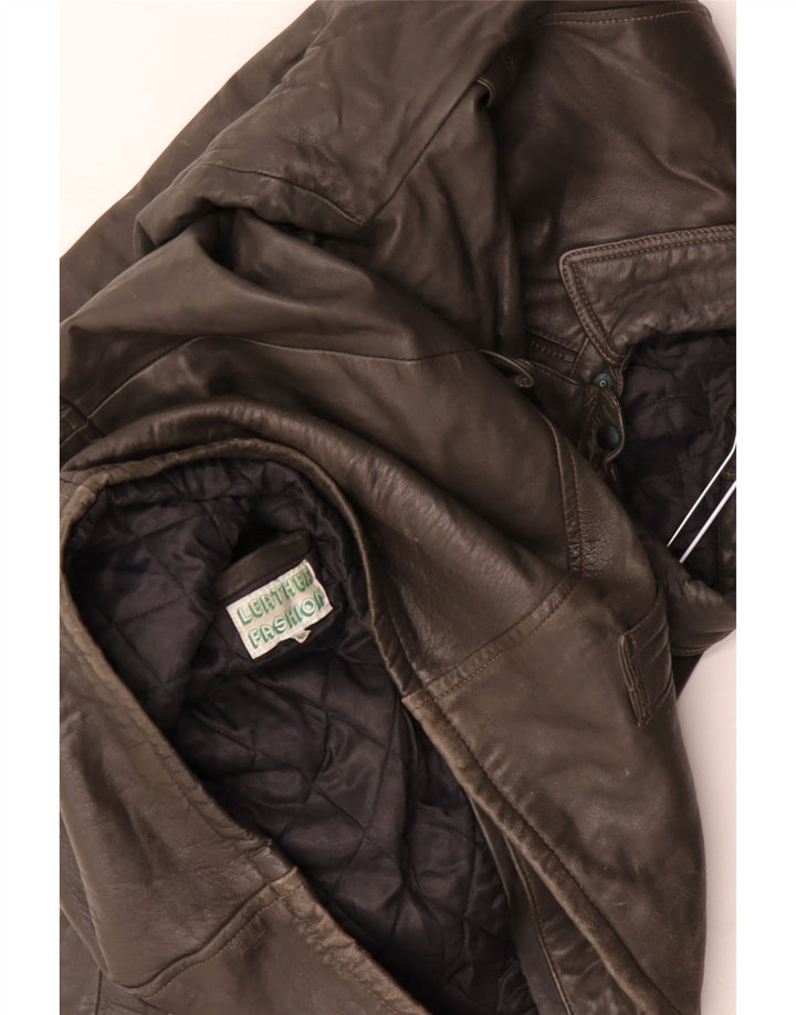 Chaqueta de cuero vintage para hombre IT 48 cuero marrón medio