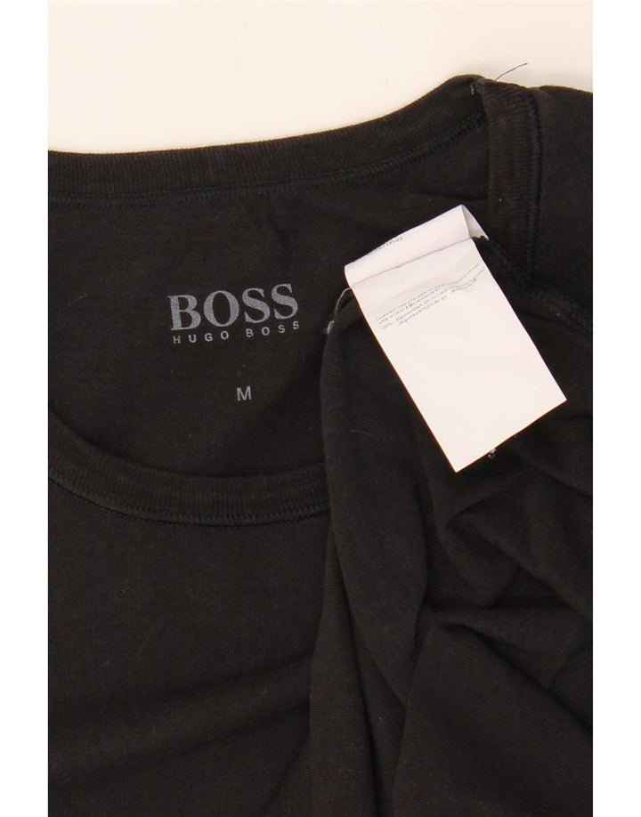 Hugo Boss Hombre Camiseta Top Medium Negro Algodón