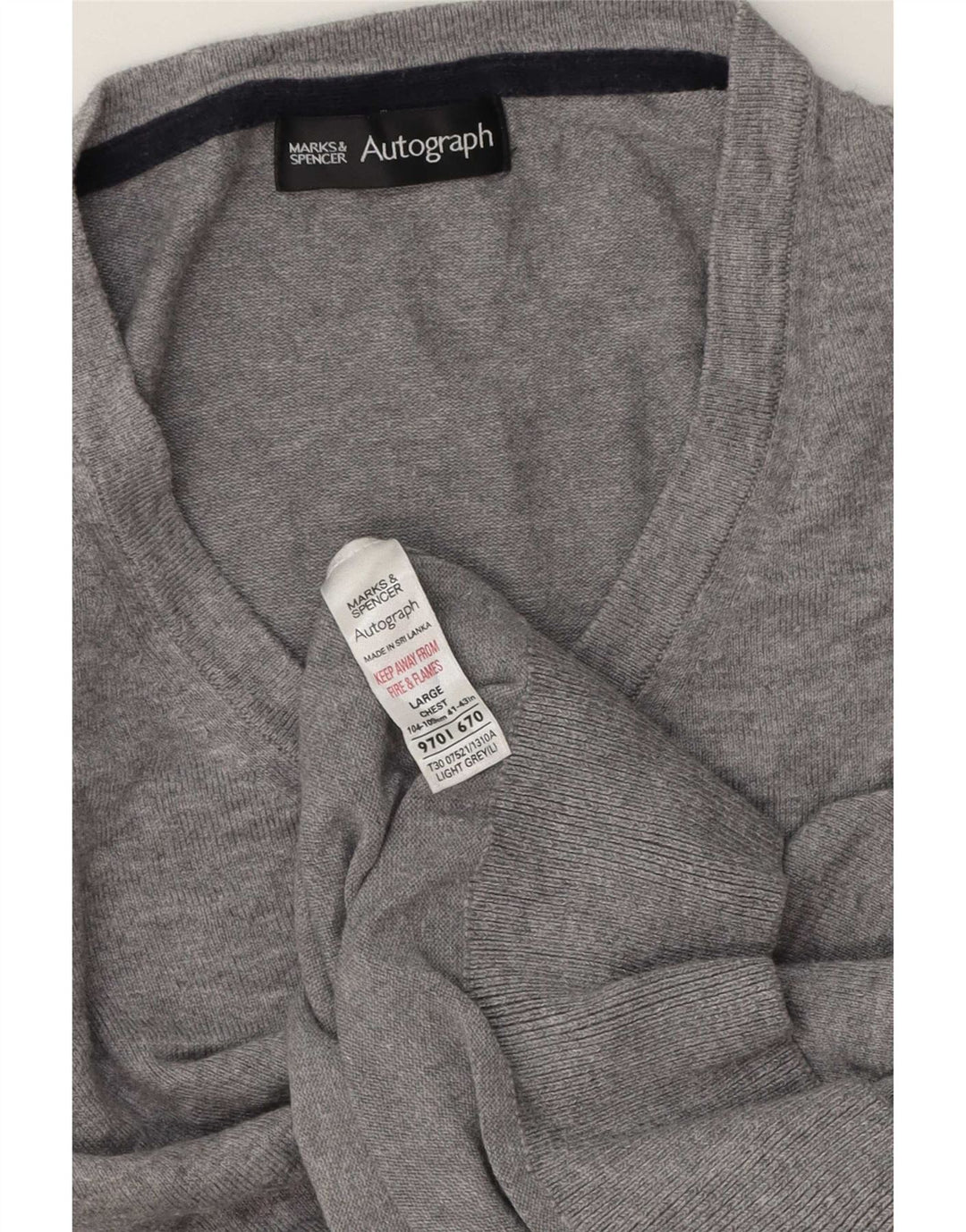 Marks & Spencer Suéter con Cuello en V Autograph para Hombre Grande Gris Algodón