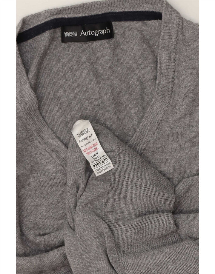 Marks & Spencer Suéter con Cuello en V Autograph para Hombre Grande Gris Algodón