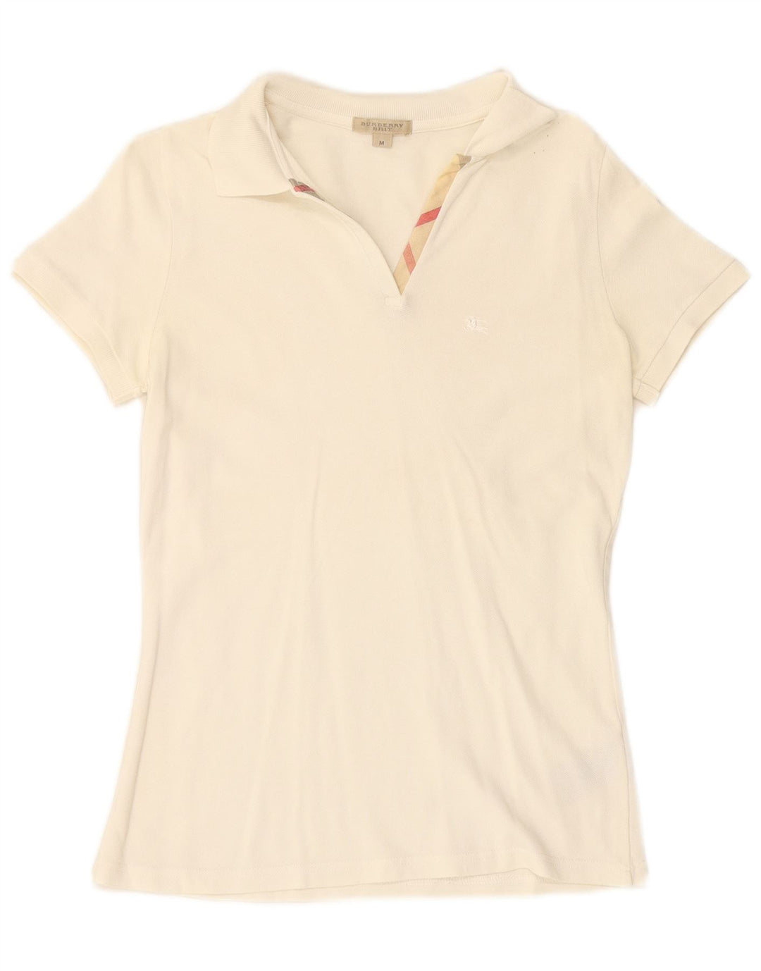 BURBERRY Polo BRIT para mujer Reino Unido 12 Algodón blanco crudo mediano