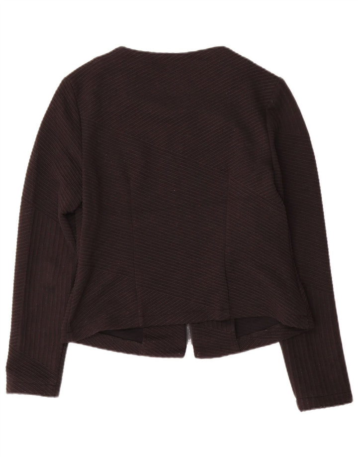 Marks & Spencer Chaqueta tipo blazer con cremallera completa para mujer UK 10 Small Black Stripes