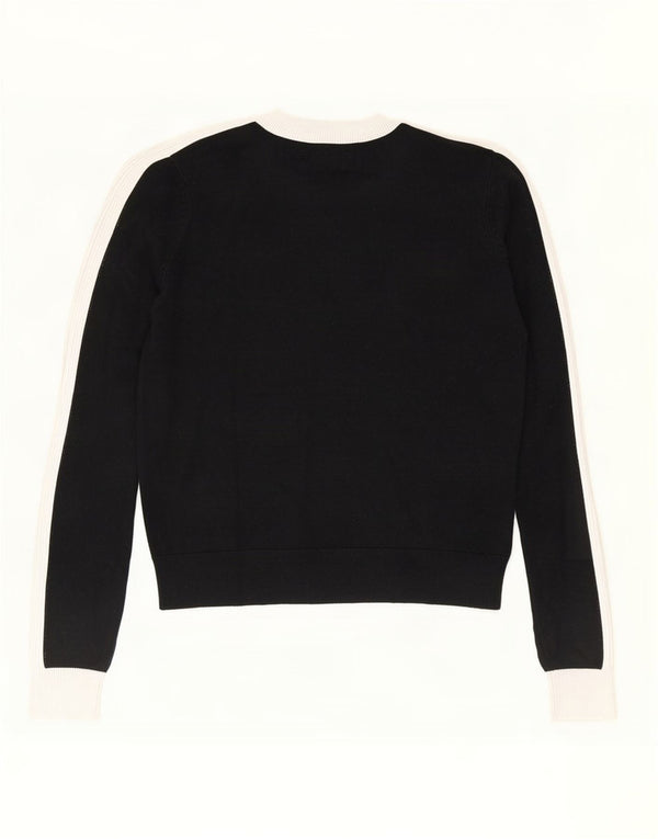 Zara Mujer Jersey De Cuello Redondo Jersey UK 10 Small Black Colourblock Viscosa