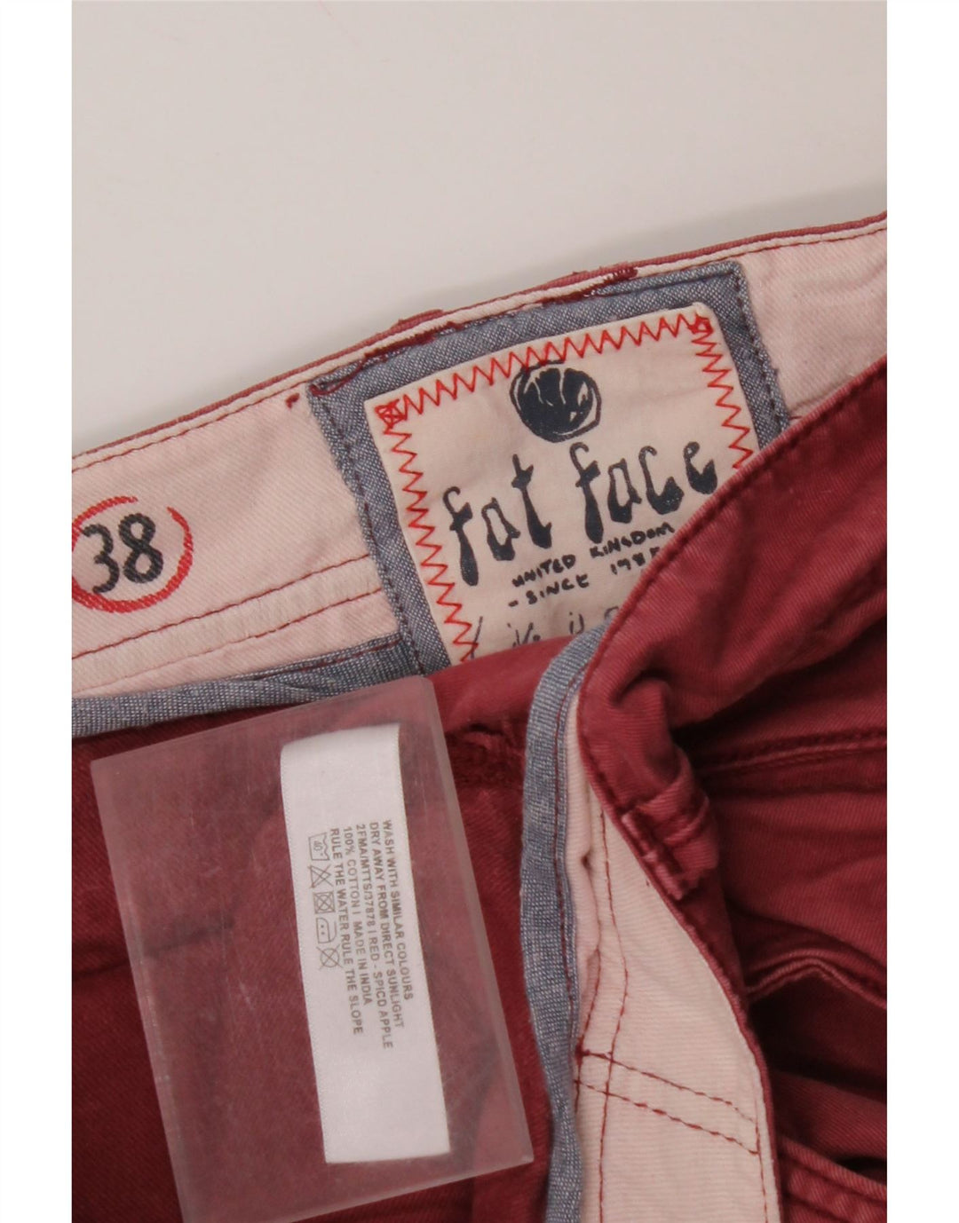 FAT FACE Pantalón chino recto para hombre W38 L33 Algodón rojo