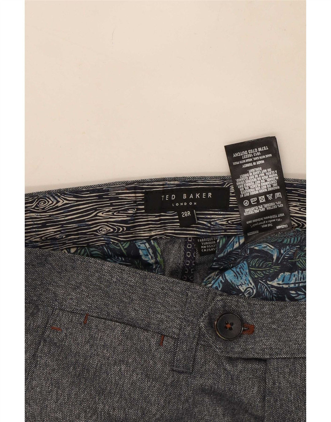 Pantalones chinos ajustados para hombre de Ted Baker W28 L31 Algodón gris