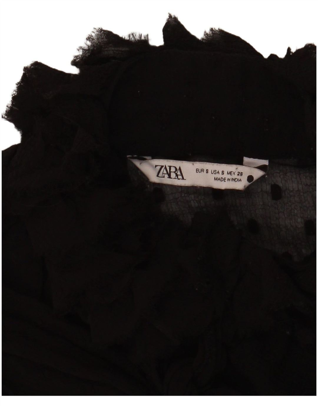 Zara Mujer Blusa Extragrande Top Reino Unido 10 Pequeño Negro Manchado