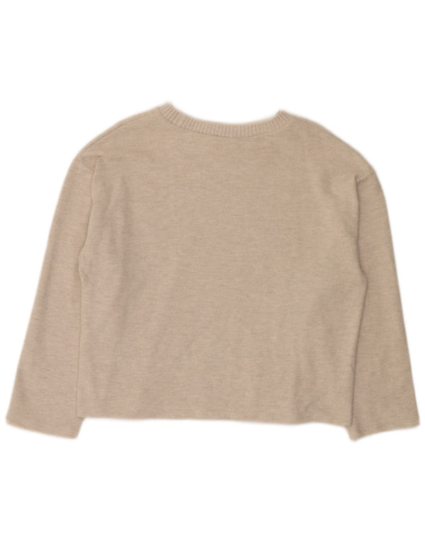 Zara - Jersey con cuello barco para mujer, talla 40, talla grande, poliéster beige
