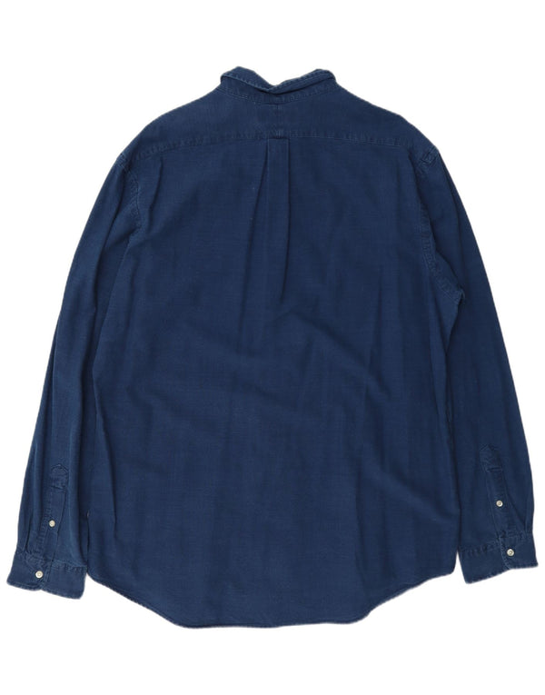 Ralph Lauren Mens Indigo Custom Fit Camisa 2XL Azul Marino Algodón