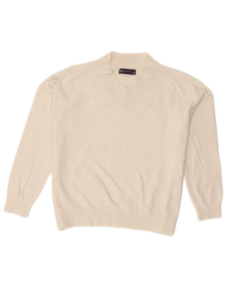 Marks & Spencer Suéter con Cuello en V para Mujer UK 40 Medium Off White