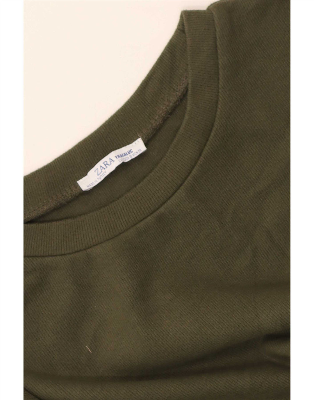 Zara Mujer Crop Oversize Sudadera Jumper UK 10 Small Caqui