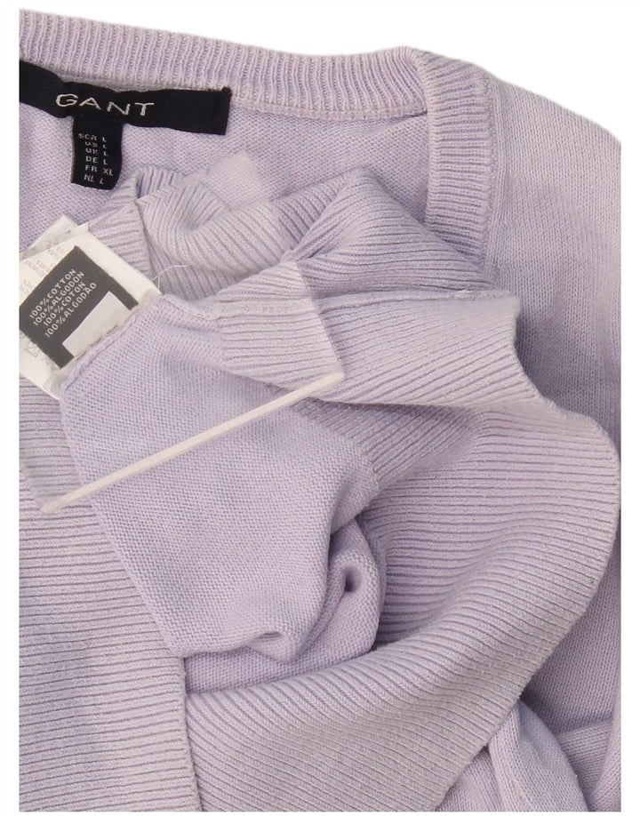 GANT Jersey con cuello en V para mujer UK 44 Large Algodón morado