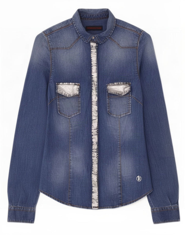Camisa Vaquera Mujer Trussardi Jeans IT 40 Small Azul