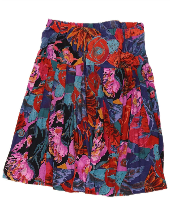 Falda plisada vintage para mujer W30 floral multicolor medio