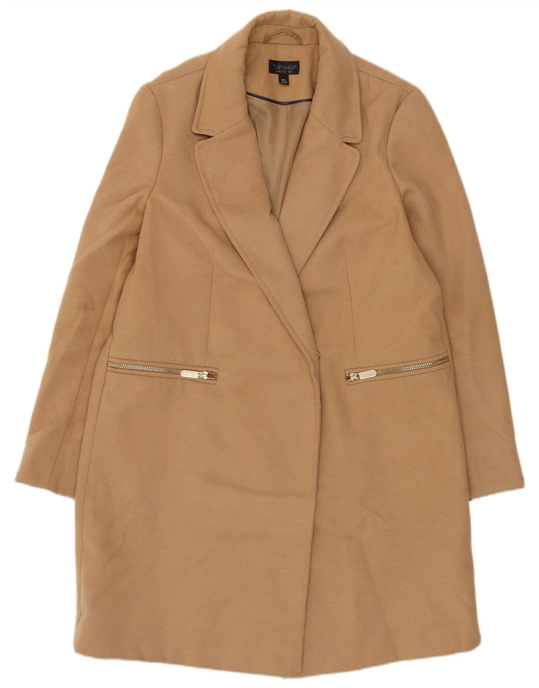 Topshop Abrigo para mujer UK 10 Small Beige Poliéster