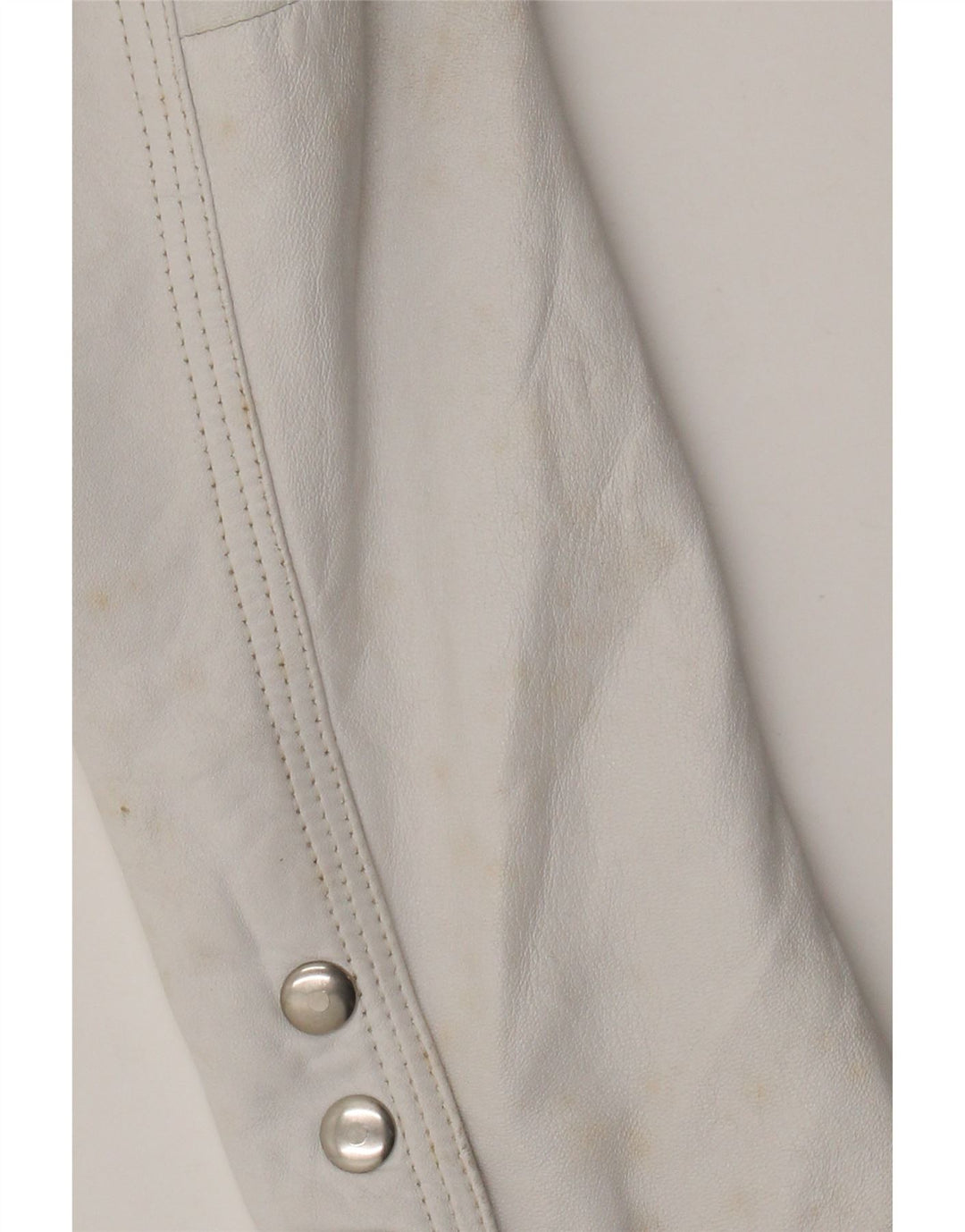 Vintage mujer cuero Blazer chaqueta IT 44 cuero blanco medio