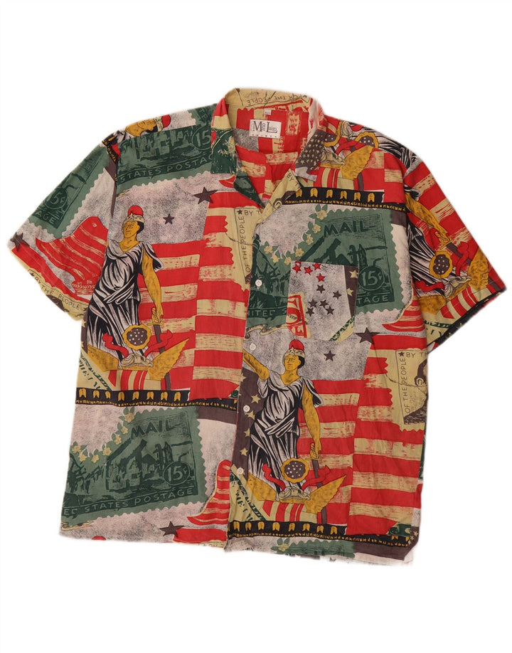 Vintage hombres patrón abstracto camisa tamaño 43/44 grande multicolor